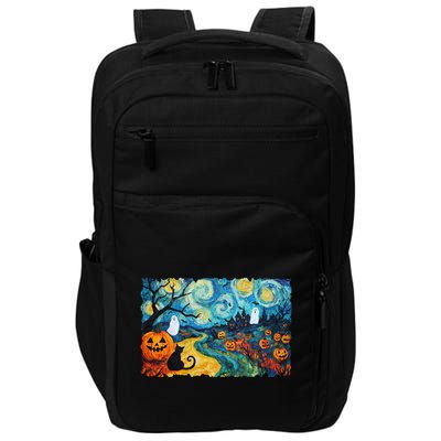 Funny Classic Van Gogh Inspired Halloween Scene Impact Tech Backpack