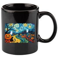 Funny Classic Van Gogh Inspired Halloween Scene 11oz C Handle Ceramic Mug