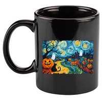 Funny Classic Van Gogh Inspired Halloween Scene 11oz C Handle Ceramic Mug