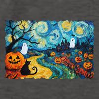 Funny Classic Van Gogh Inspired Halloween Scene Vector Backpack