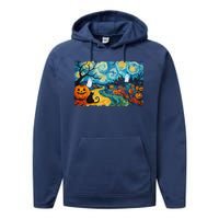 Funny Classic Van Gogh Inspired Halloween Scene Performance Fleece Hoodie