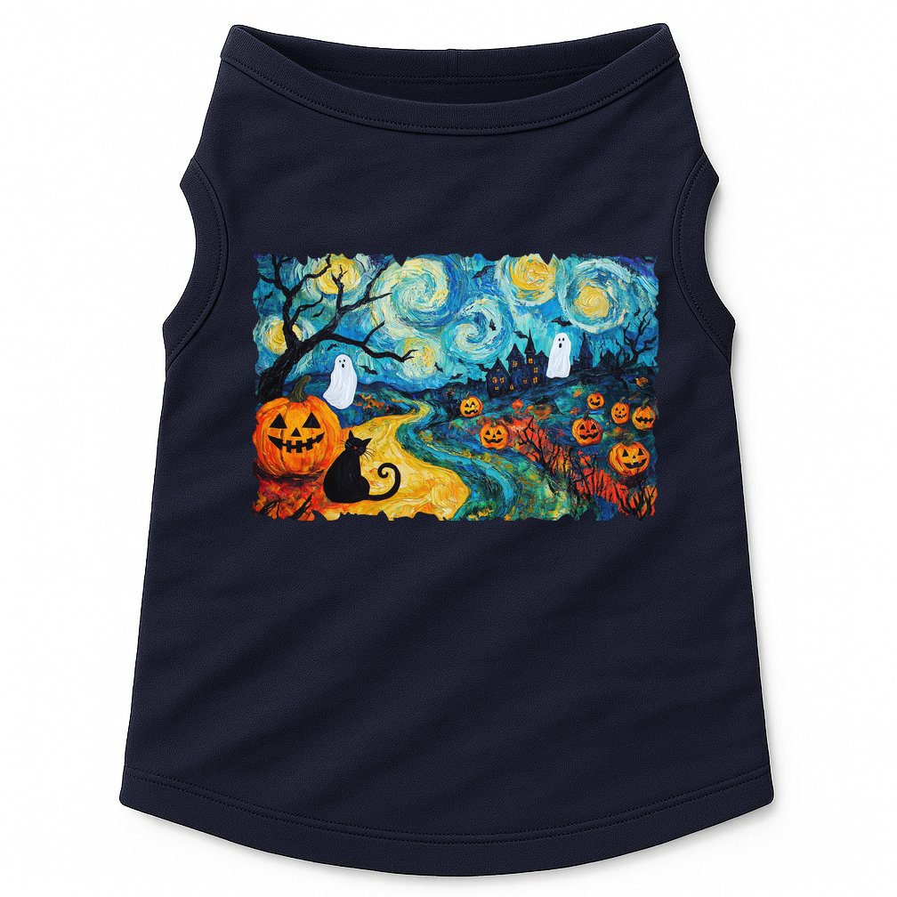 Funny Classic Van Gogh Inspired Halloween Scene Doggie Tank