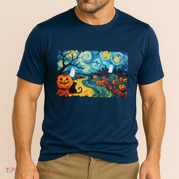 Funny Classic Van Gogh Inspired Halloween Scene Performance Shirt