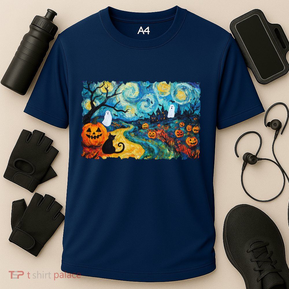 Funny Classic Van Gogh Inspired Halloween Scene Performance Shirt