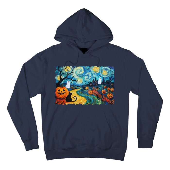 Funny Classic Van Gogh Inspired Halloween Scene Hoodie