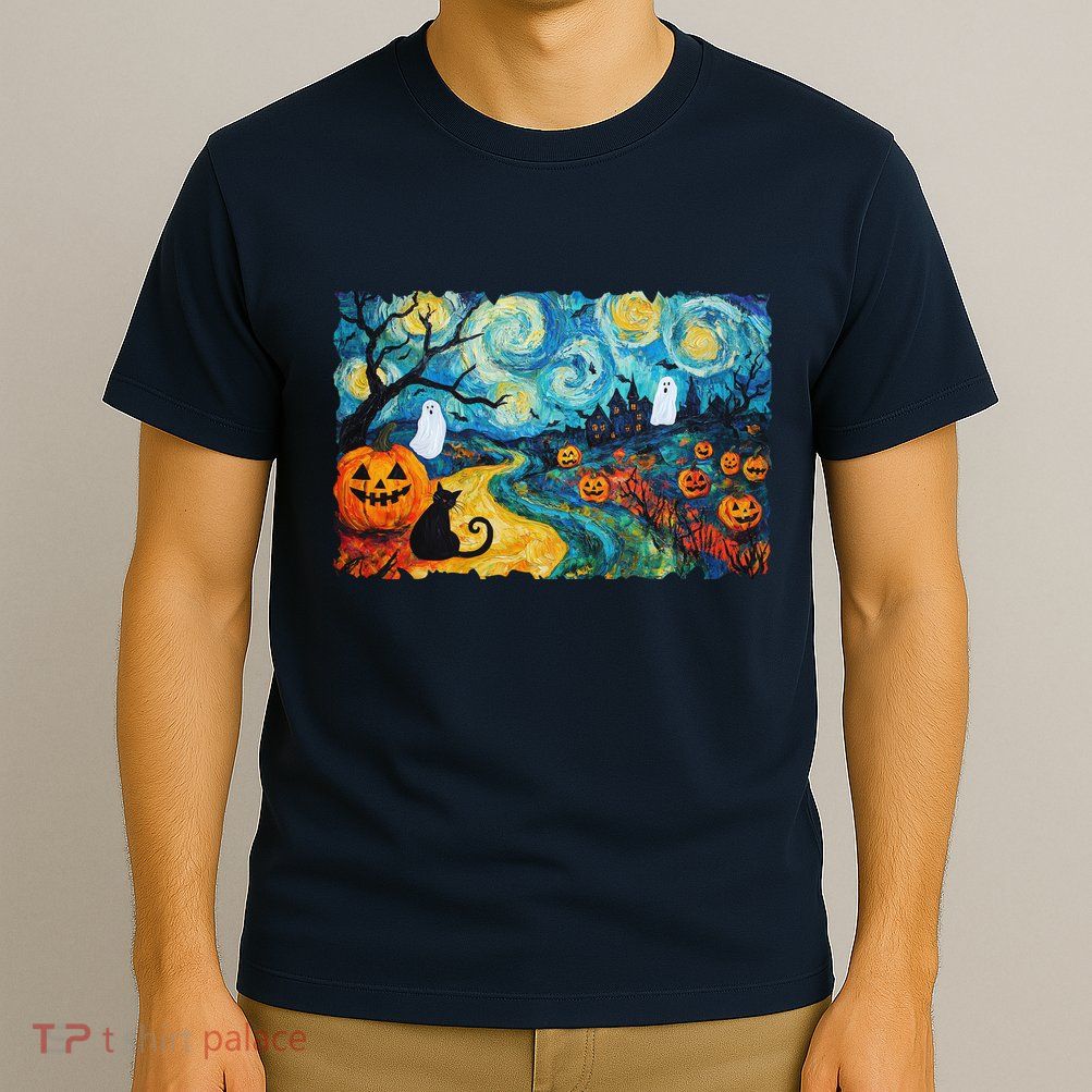 Funny Classic Van Gogh Inspired Halloween Scene T-Shirt