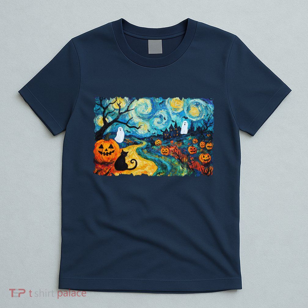 Funny Classic Van Gogh Inspired Halloween Scene T-Shirt