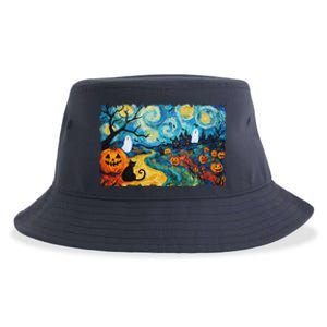 Funny Classic Van Gogh Inspired Halloween Scene Sustainable Bucket Hat