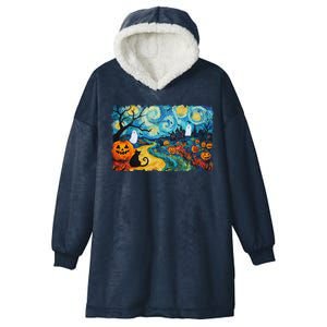 Funny Classic Van Gogh Inspired Halloween Scene Hooded Wearable Blanket