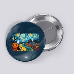 Funny Classic Van Gogh Inspired Halloween Scene Button