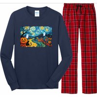 Funny Classic Van Gogh Inspired Halloween Scene Long Sleeve Pajama Set