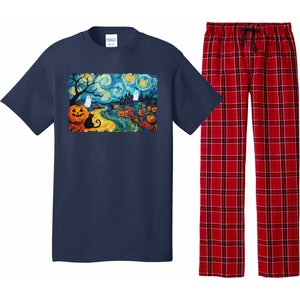 Funny Classic Van Gogh Inspired Halloween Scene Pajama Set