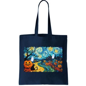 Funny Classic Van Gogh Inspired Halloween Scene Tote Bag