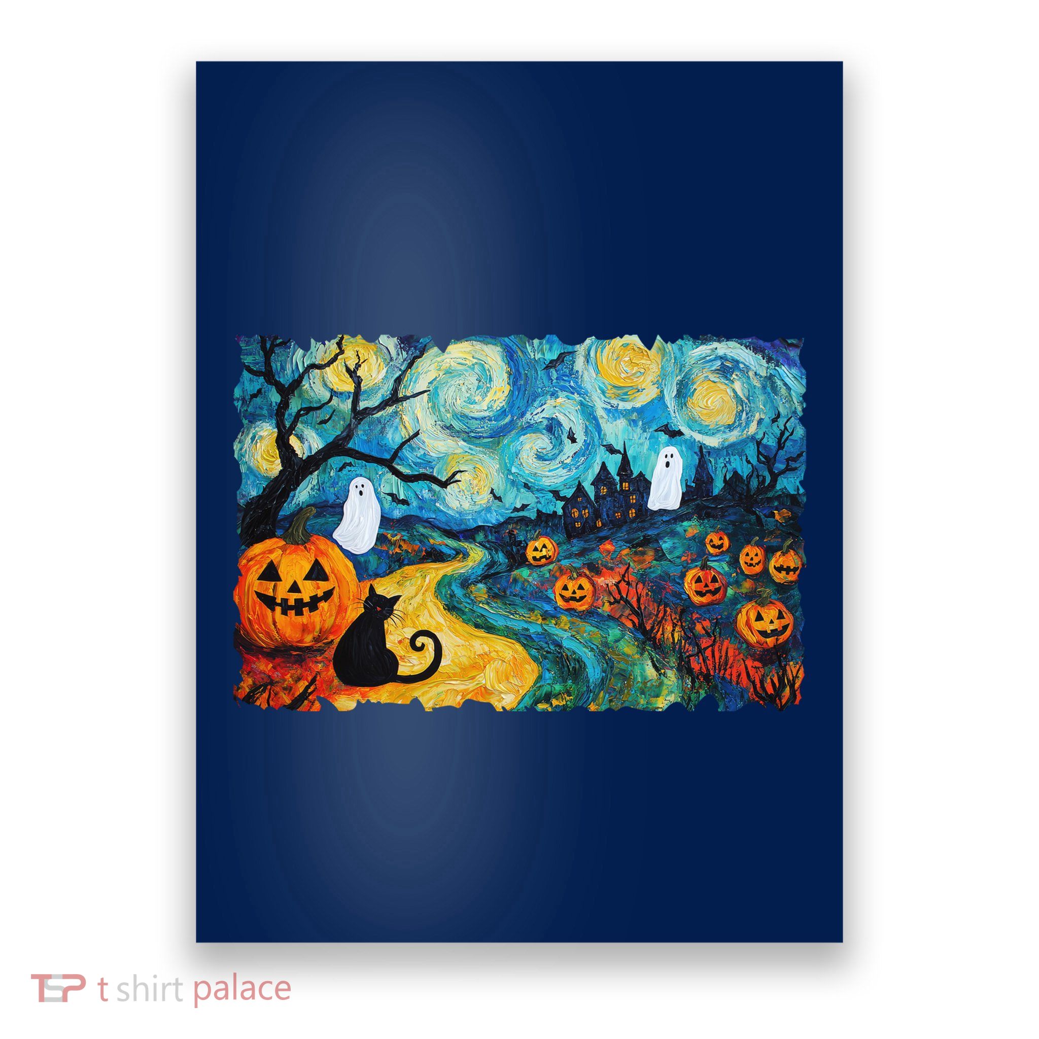 Funny Classic Van Gogh Inspired Halloween Scene Poster