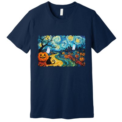 Funny Classic Van Gogh Inspired Halloween Scene Premium T-Shirt