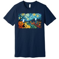 Funny Classic Van Gogh Inspired Halloween Scene Premium T-Shirt