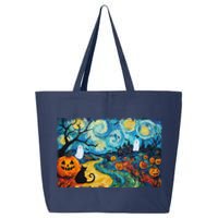 Funny Classic Van Gogh Inspired Halloween Scene 25L Jumbo Tote