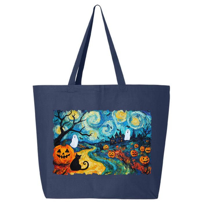 Funny Classic Van Gogh Inspired Halloween Scene 25L Jumbo Tote