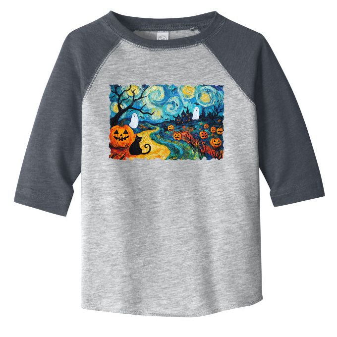 Funny Classic Van Gogh Inspired Halloween Scene Toddler Fine Jersey T-Shirt