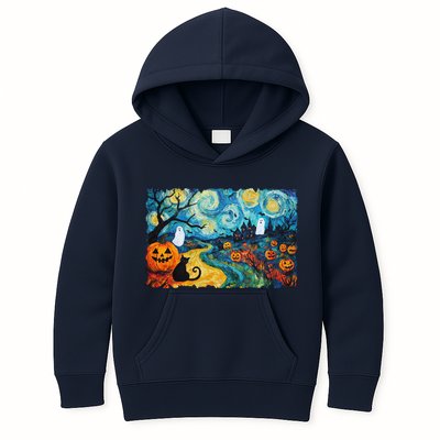 Funny Classic Van Gogh Inspired Halloween Scene Kids Hoodie