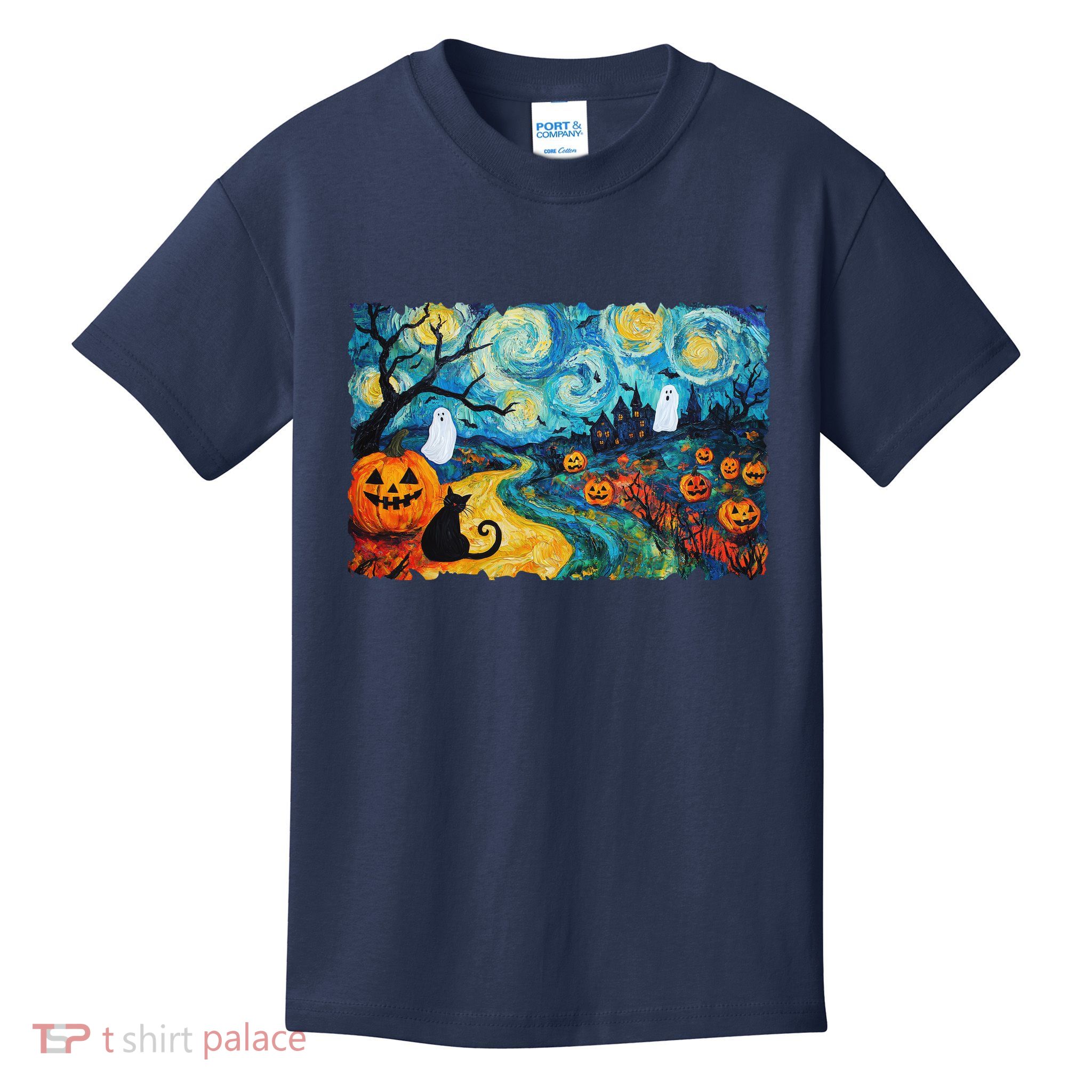 Funny Classic Van Gogh Inspired Halloween Scene Kids T-Shirt