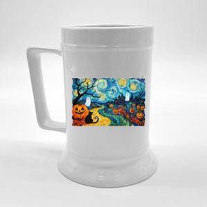 Funny Classic Van Gogh Inspired Halloween Scene Beer Stein