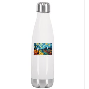 Funny Classic Van Gogh Inspired Halloween Scene Stainless Steel Insulated Water Bottle