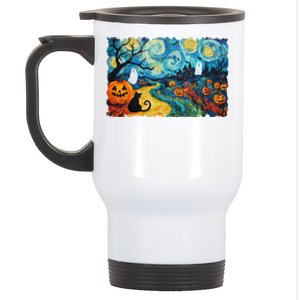 Funny Classic Van Gogh Inspired Halloween Scene Stainless Steel Travel Mug