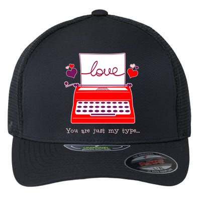 Funny Cute Valentines Day You Are Just My Type Typewriter Love Flexfit Unipanel Trucker Cap