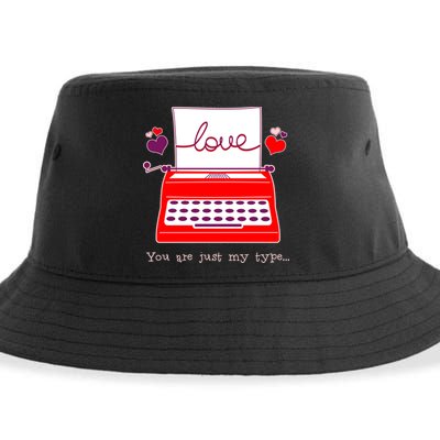 Funny Cute Valentines Day You Are Just My Type Typewriter Love Sustainable Bucket Hat