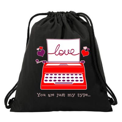 Funny Cute Valentines Day You Are Just My Type Typewriter Love Drawstring Bag