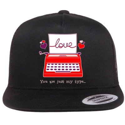 Funny Cute Valentines Day You Are Just My Type Typewriter Love Flatbill Hat