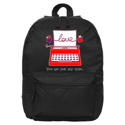 Funny Cute Valentines Day You Are Just My Type Typewriter Love 16 in Basic Backpack