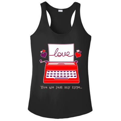 Funny Cute Valentines Day You Are Just My Type Typewriter Love Ladies PosiCharge Competitor Racerback Tank