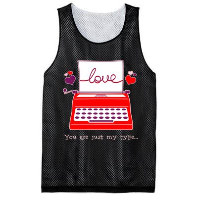 Funny Cute Valentines Day You Are Just My Type Typewriter Love Mesh Reversible Basketball Jersey Tank