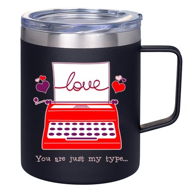 Funny Cute Valentines Day You Are Just My Type Typewriter Love 12oz Stainless Steel Coffee Mug