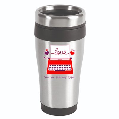 Funny Cute Valentines Day You Are Just My Type Typewriter Love 16oz Travel Tumbler