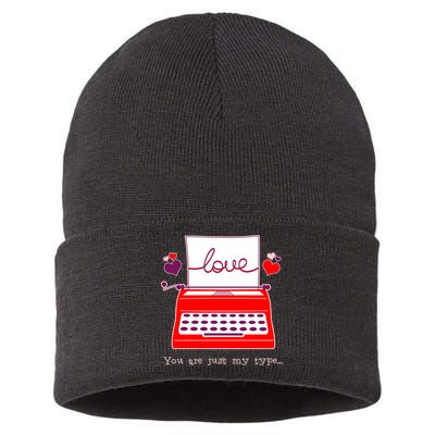 Funny Cute Valentines Day You Are Just My Type Typewriter Love Sustainable Knit Beanie