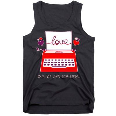 Funny Cute Valentines Day You Are Just My Type Typewriter Love Tank Top
