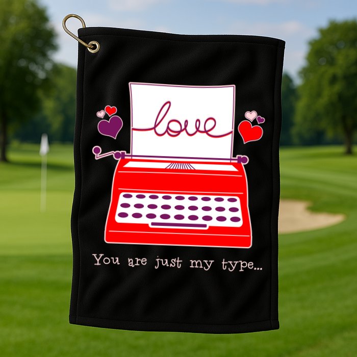 Funny Cute Valentines Day You Are Just My Type Typewriter Love Golf Towel