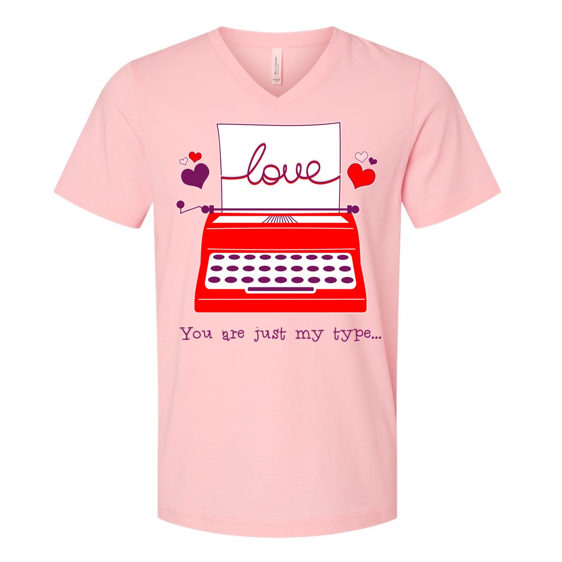 Funny Cute Valentines Day You Are Just My Type Typewriter Love V-Neck T-Shirt