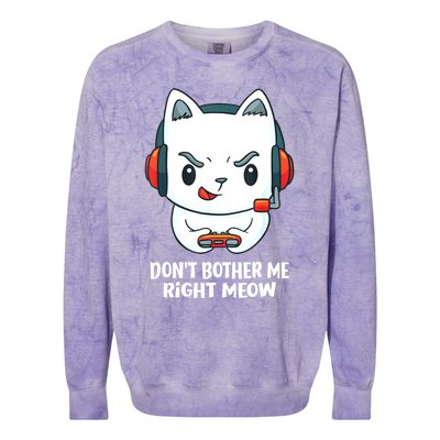 Funny Cat Video Gamer Dont Bother Me Right Meow Gits Colorblast Crewneck Sweatshirt