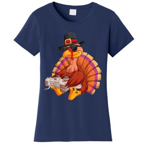 Funny Cute Video Game Thanksgiving Turkey Gamer Boys Ns Gaming Women's T-Shirt