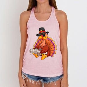 Funny Cute Video Game Thanksgiving Turkey Gamer Boys Ns Gaming Women's Knotted Racerback Tank