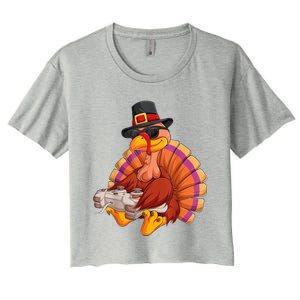 Funny Cute Video Game Thanksgiving Turkey Gamer Boys Ns Gaming Women's Crop Top Tee