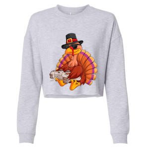 Funny Cute Video Game Thanksgiving Turkey Gamer Boys Ns Gaming Cropped Pullover Crew