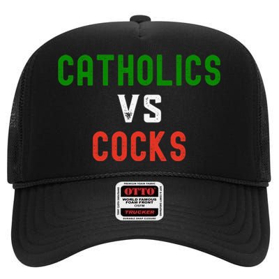 Funny Catholics VS Cocks Religious High Crown Mesh Back Trucker Hat