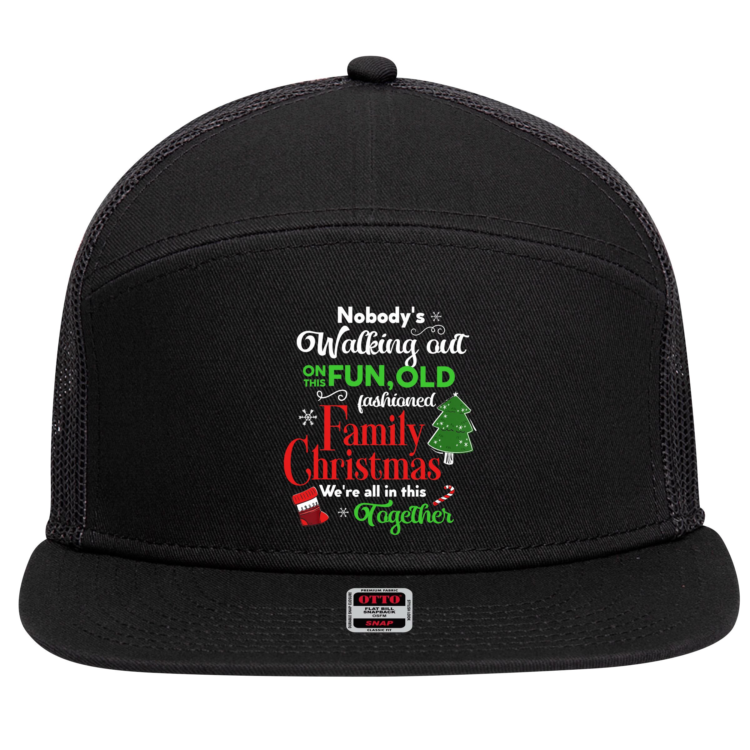 Family Christmas Vacation Pajamas Funny XMAS Ugly Christmas 7 Panel Mesh Trucker Snapback Hat
