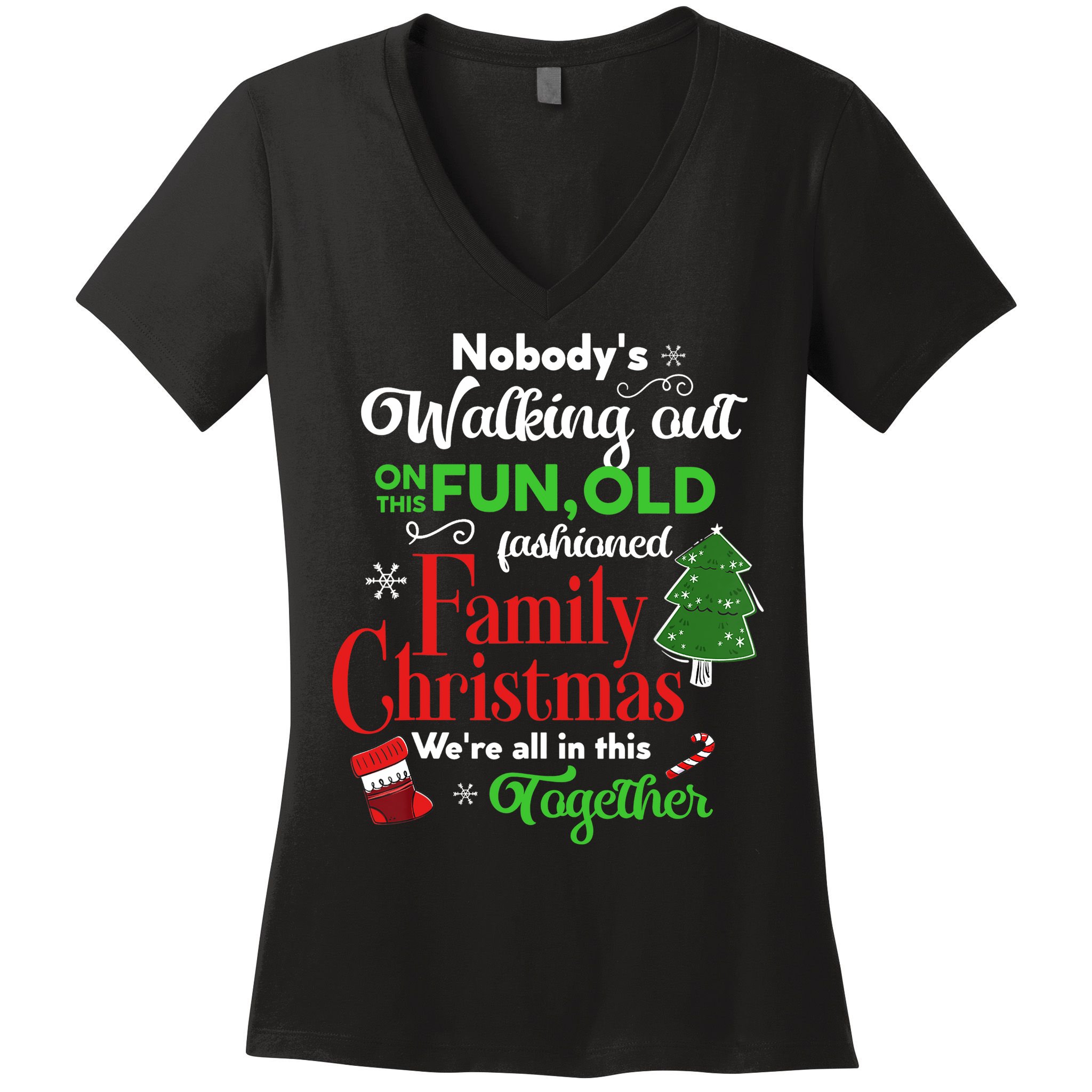 Family Christmas Vacation Pajamas Funny XMAS Ugly Christmas Women's V-Neck T-Shirt