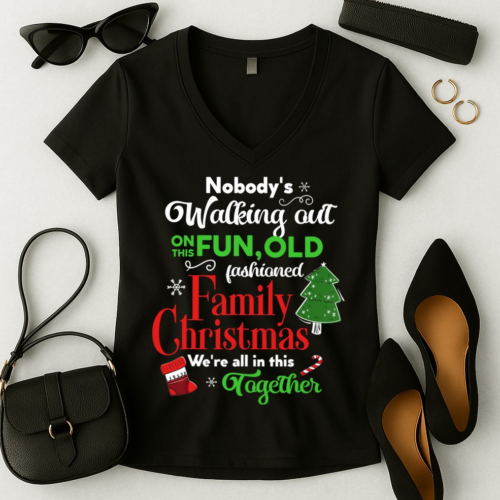 Family Christmas Vacation Pajamas Funny XMAS Ugly Christmas Women's V-Neck T-Shirt